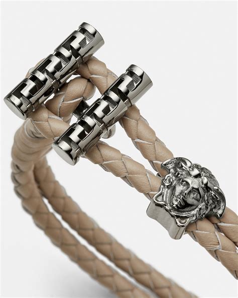 versace leather bracelet|medusa braided leather bracelet.